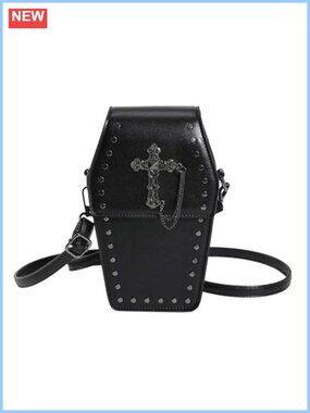 Goth Coffin Crossbody Bag Small Clutch Purse Halloween Shoulder Bag Spooky